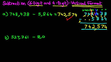 Subtraction (6-Digit and 4-Digit Numbers) - Vertical Format