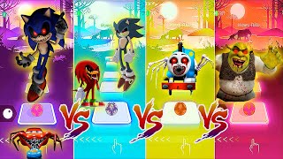 Sonic EXE McQueen Eater vs Dark Sonic EXE Knuckles EXE vs Spider Thomas EXE vs Shrek Tiles Hop