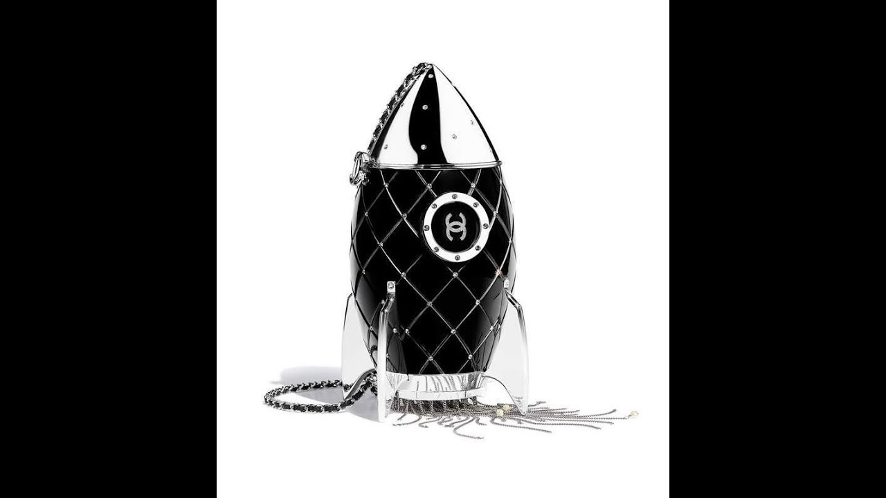 A FALL/WINTER RUNWAY BLACK LUCITE & CRYSTAL ROCKET SHIP EVENING BAG