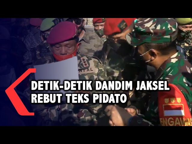 Detik-detik Dandim Jaksel Kolonel Inf Ucu Rebut Teks Pidato di TMP Kalibata class=