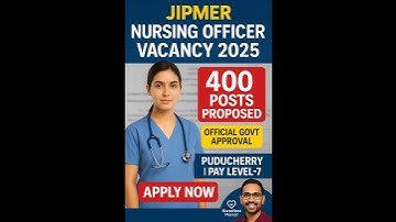 JIPMER Nursing Recruitment 2025 | 400 Nursing Officer Posts | Central Govt #nursingofficer