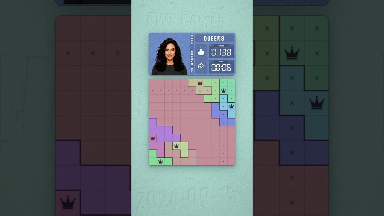 LinkedIn Queens #138 solved board for September 15, 2024, 11x11 grid