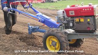 QLN 15hp walking tractor with double furrow plough