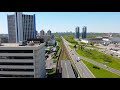 Киев, метро Левобережная. Полёт дрона над Броварским проспектом.