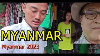 ชาวนาพม่ายืนดำนา,หาซื้อไม้ดำนา,ตลาดมะละแหม่ง ไปเยี่ยมพ่อแม่เควื่น,21 ๋June 2023 Mawlamyine Myanmar