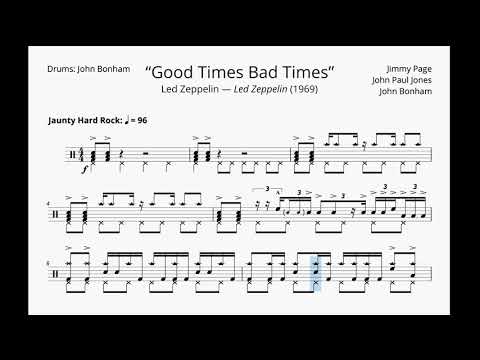 “Good Times Bad Times” Drum Sheet Music Playthrough