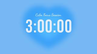 3-Hour Silent Countdown Timer | Blue Aura Aesthetic Vibes | For Studying & Deep Focus 🩵