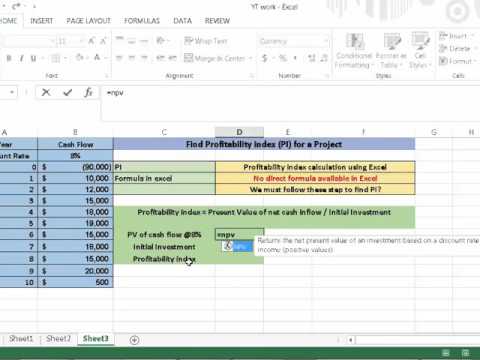 profitability index using excel youtube profitability index formula