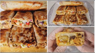 فطائر المقلاة الشهية بحشوة الدجاج وبنكهة السماق Delicious pan-fried pastries stuffed with chicken