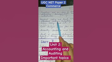 UGC NET Paper 2 Commerce Unit 2 Accounting and Auditing Important Topics #class #importanttopics