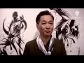 茂本ヒデキチさんが墨絵ライブペインティング 大阪初個展で