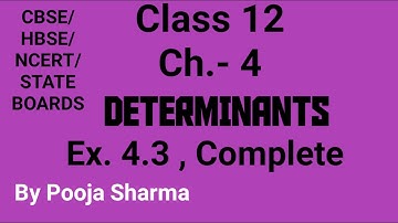 Class 12 | Ch.- 4 | DETERMINANTS  | Ex. 4.3 | Area of a Triangle  | Complete | NCERT |