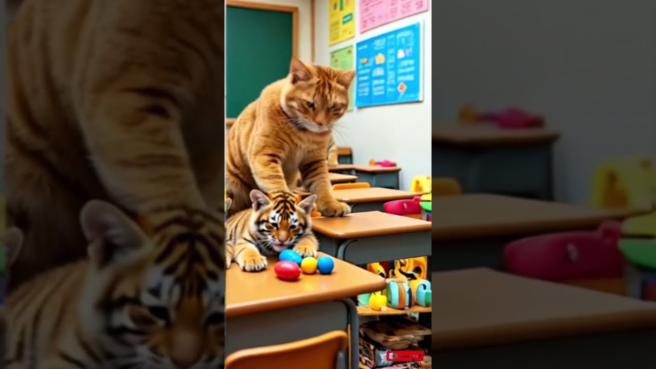 AI PlotCraft Big Orange Cat Becomes Tiger Cub Dad Motivationalstory Yutubeshorts
