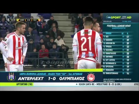 Άντερλεχτ - Ολυμπιακός 1-0 (EL) {18/2/2016}