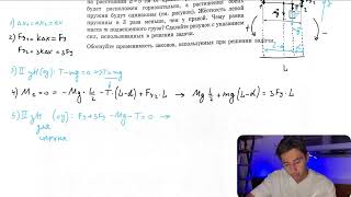 картинка: К двум вертикально расположенным пружинам одинаковой длины подвесили однородный стержень массой - №