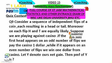 PROBABILITY MASS FUNCTION Q9 | IIT JAM MATHEMATICAL STATISTICS | VIDEO 15
