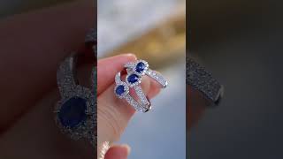 18k橢圓形藍寶石珠邊鏤空戒指 #whitekuo #jewelry #求婚 #求婚 #diamond #ring #藍寶石