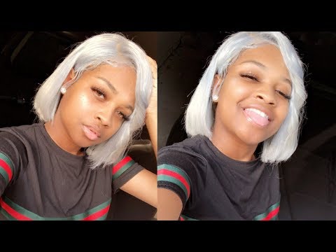 Ash Blonde / Silver Grey wig on Brown skin | SuperBWigs