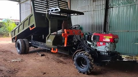 Xe công nông vô lăng cầu đẩy GARA ĐÔNG XUÂN có bộ tời bụng cặp lốp đôi thùng xe rất là to | KPƠL tv