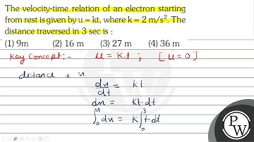 The velocity-time relation of an electron starting from rest is given by \( \mathrm{u}=\mathrm{k...