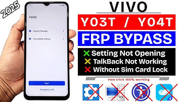 Vivo Y03t / Y04t : Google/Frp Bypass Android 14 Without Pc -Talkback Not Working 2025 New Method