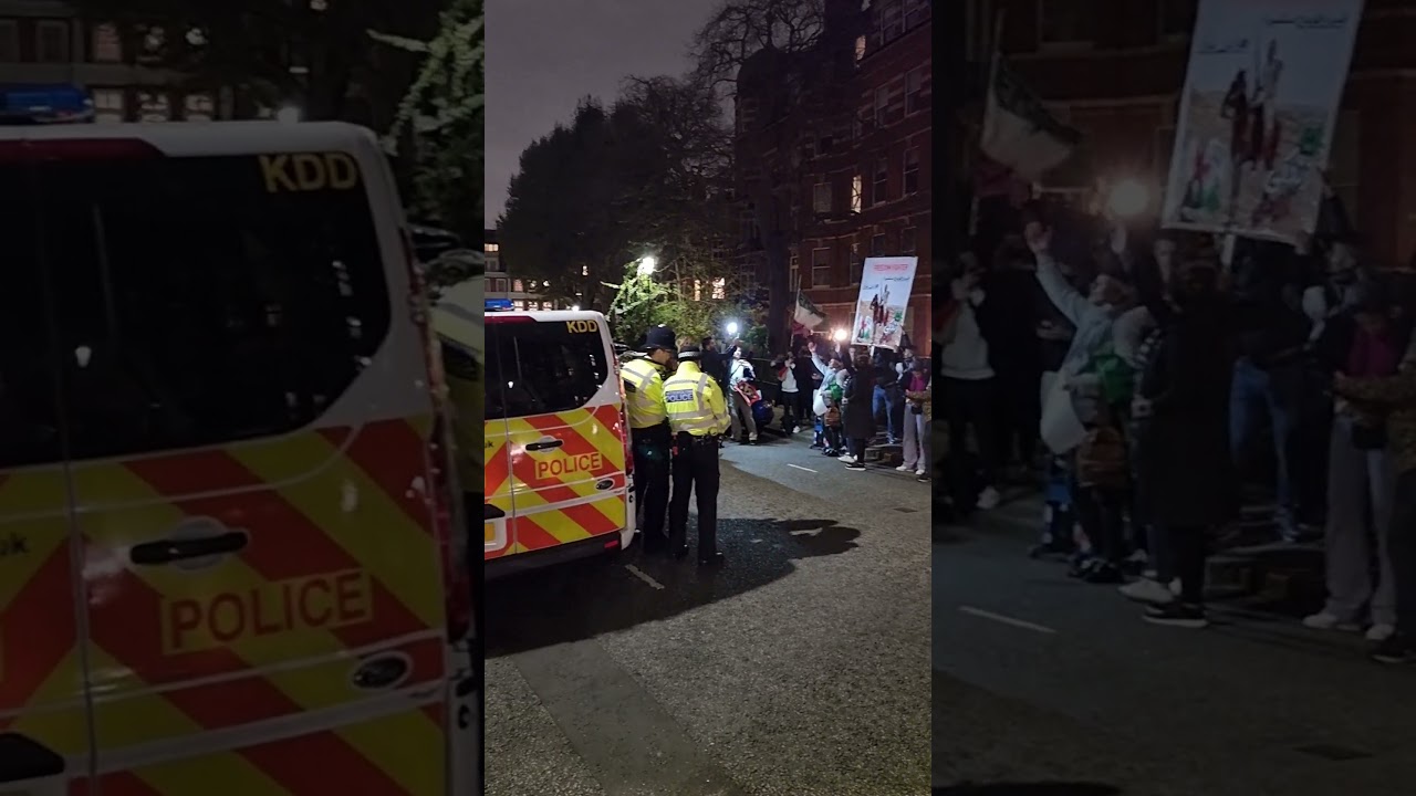 Peaceful Protest against the Iranian Government in London Kensington, W8.