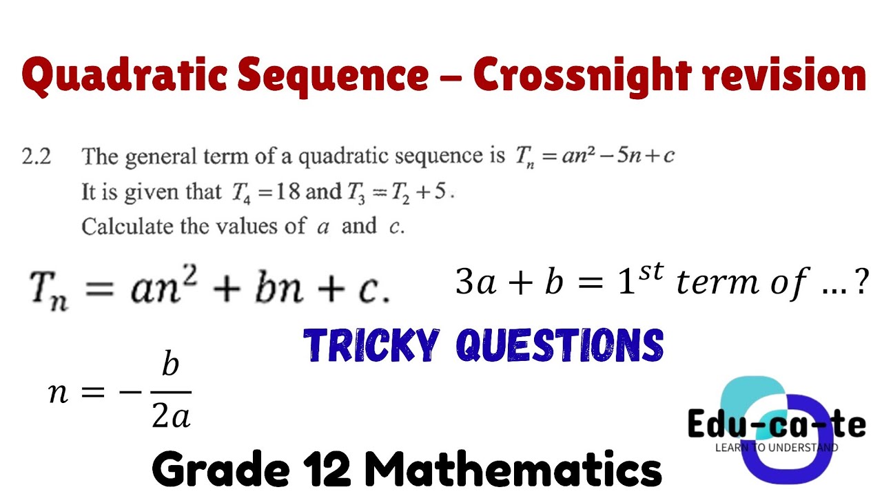 Intense Time Math Questions Quadratic sequence (Intense Practice) - Grade 12 Mathematics - YouTube