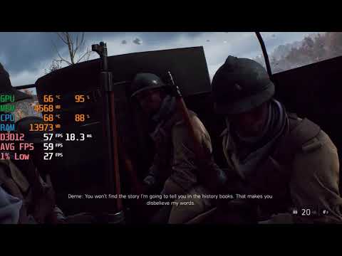 Battlefield V / BF V - RTX 2060 + i3 10100F - 1080p RTX ON / OFF Max Settings - FPS Benchmark Test