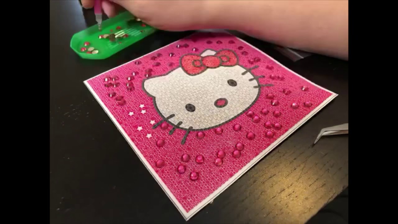 Hello Kitty Rhinestone Diamond Painting Time Lapse 