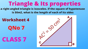 a right angled triangle is isosceles. if the square of hypotenuse is 50m2, what is the length of eac