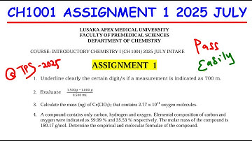CH1001 ASSIHNMENT 1 2025 JULY SOLVED