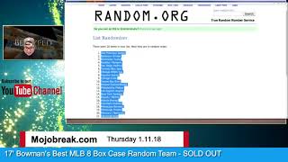 1/11 - random draw results 2017 bowman's best baseball 8 box case
break rt #4