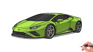 How to draw a LAMBORGHINI HURACAN evo rwd 2021 / drawing lambo evo rwd 2022 sports car