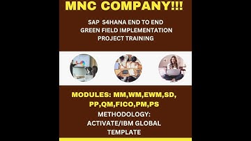 SAP S4HANA END TO END GREEN FIELD IMPLEMENTATION PROJECT TRAINING WITH 100% PLACEMENT ASSIST