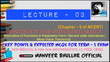 Lecture - 03|  Differentiability | Ex. 5.6-5.8|| Most Expected MCQs   || Term 1, +2 PSEB /CBSE  Exam