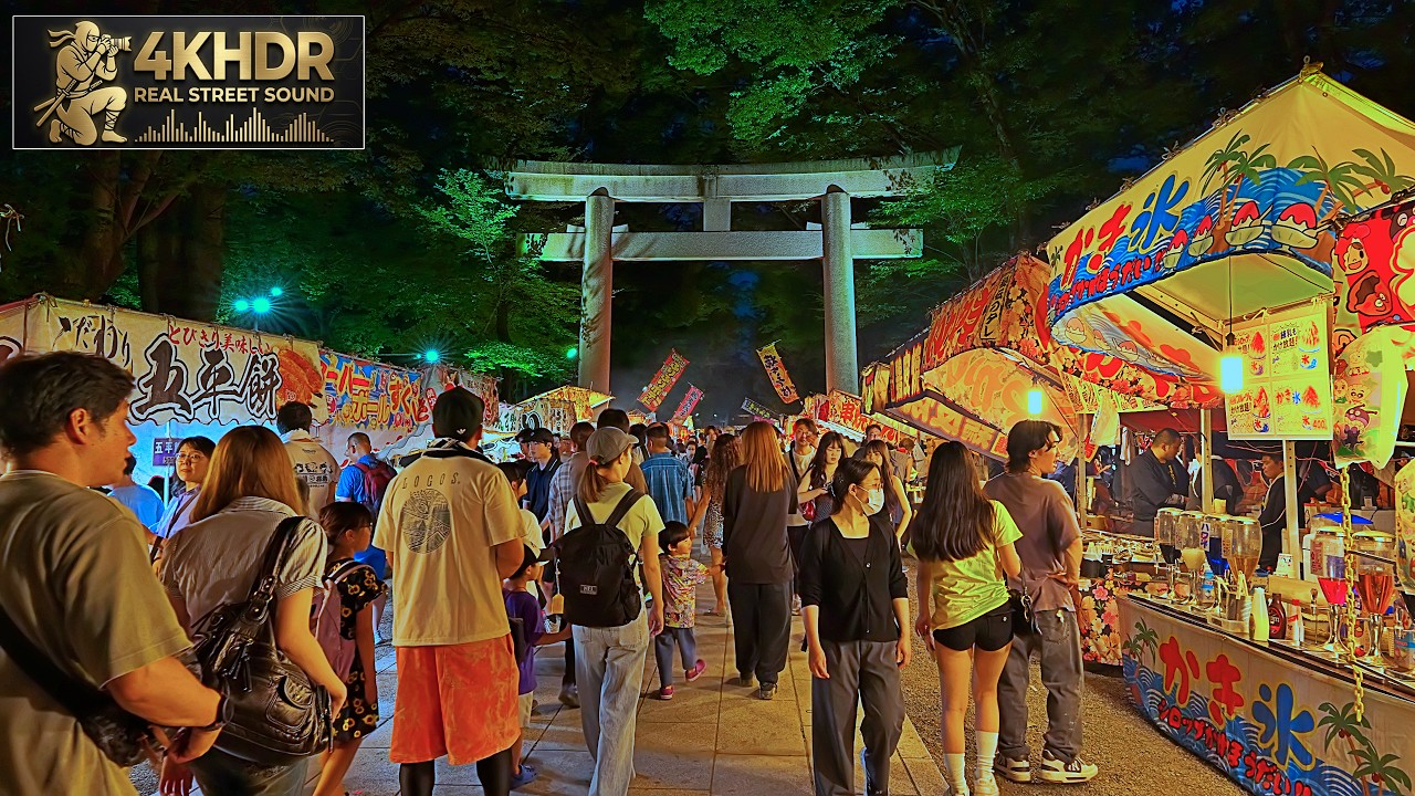 Local Summer Festival Walk in Fuchu, Tokyo with Edo Sato Kagura | Japan 4K HDR