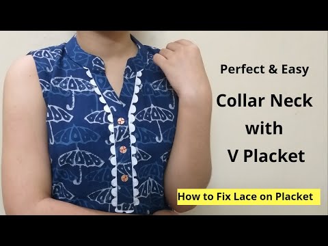 Collar Kurti Neck Design With V Placket || Neck Design || Easy cutting and stitching