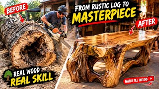 From a Massive Tree Trunk to a Stunning Masterpiece! 🌳🔥 Watch This Craftsman’s