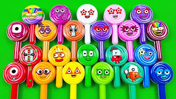 Numberblock Slime 🏳️‍🌈 Finding Rainbow SLIME with Boxes Lollipops Shapes! Satisfying ASMR Slime