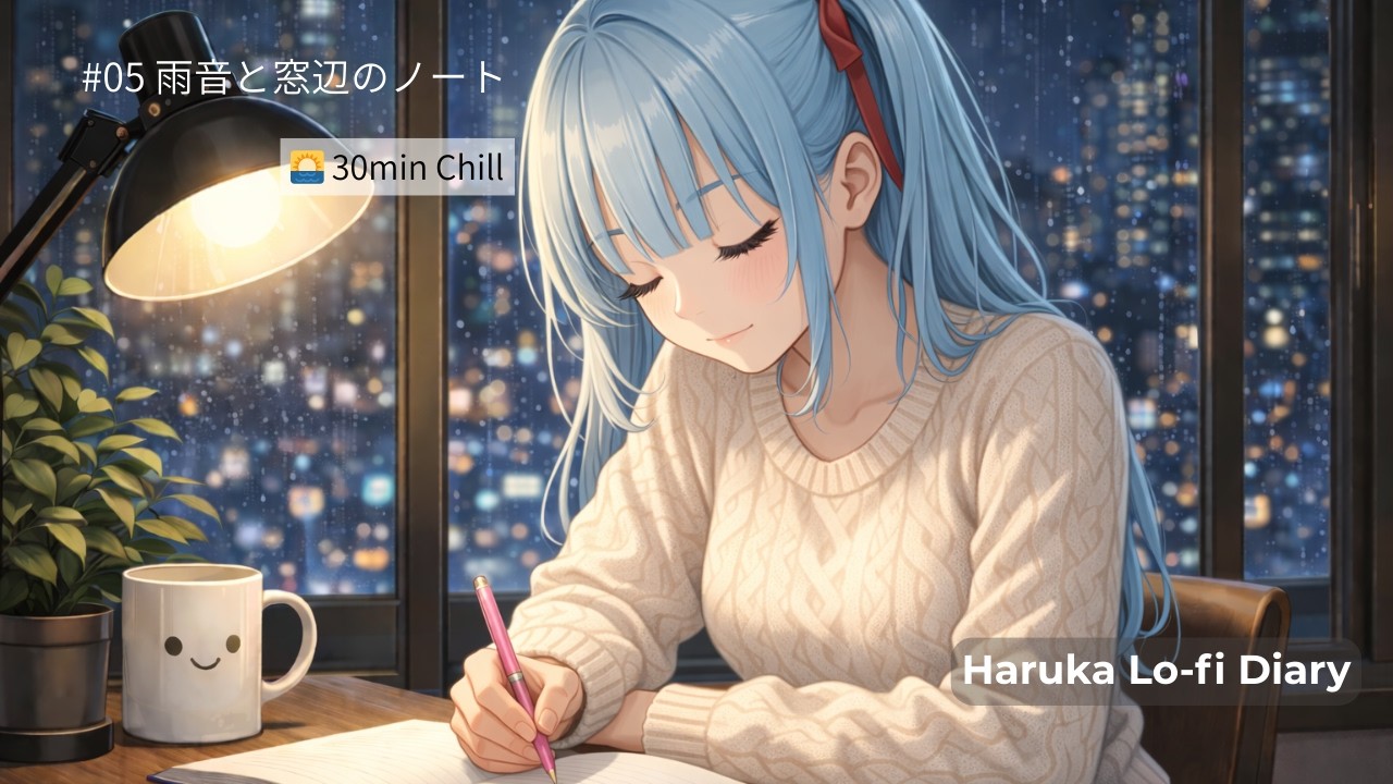 Haruka Lo-fi Diary #05｜雨音と窓辺のノート — 30min LoFi Chill