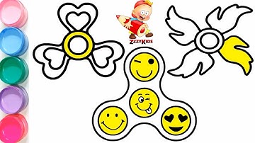 Fidget Spinners Coloring Pages & Coloring Book - Learn Colors For Kids