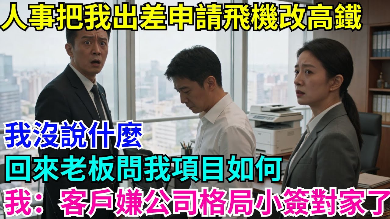 人事把我出差申請飛機改高鐵，我沒說什麼，回來老板問我項目如何，我：客戶嫌公司格局小簽對家了