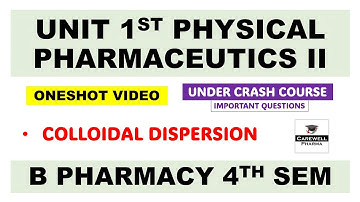 Unit 1 Physical Pharmaceutics 4th Semester | Colloidal Dispersion | Carewell Pharma