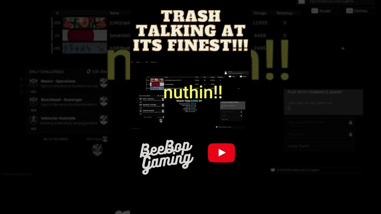 The funniest end game trash talking you will hear...