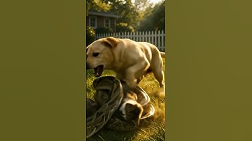 Will it survive? A giant snake wraps the kitten…Brave Dog vs Giant Python 🐍🐶 #shorts  #cat #dog
