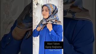 En Şık Mavi Desen Eşarp Nasıl Bağlanır Tutorial New Style لفات