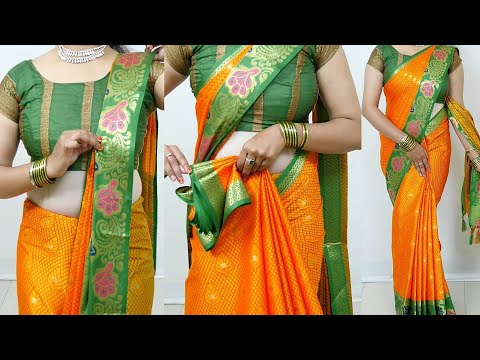 Banarasi silk saree draping with perfect pleats for beginners | sari draping tips & tricks | sari