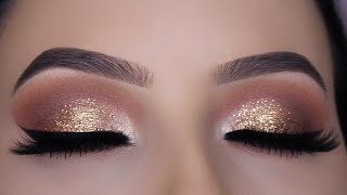 Classic Brown Glitter Eye Makeup Tutorial screenshot 1