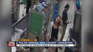 Police search for man seen on video taking photos up women's dresses at Publix in St. Pete