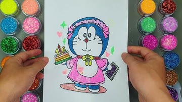 Cô Hầu Gái Doraemon 🎨 Vẽ Và Tô màu Tranh Cát Nhân Vật Hoạt Hình Doraemon | Heo Xinh